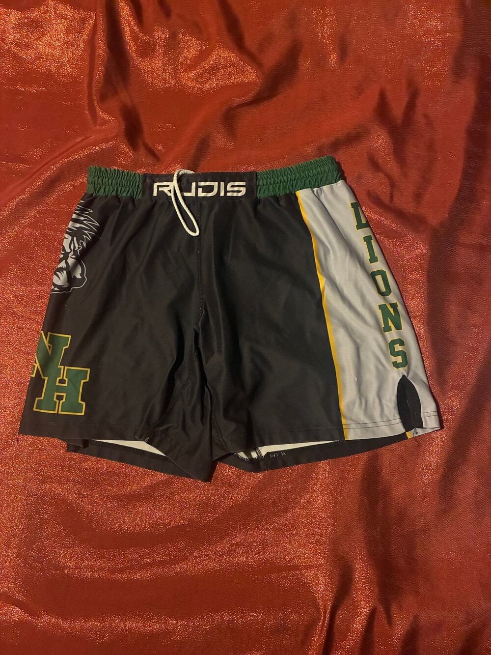 Rudis Shorts Mens Black Green LIONS Athletic Fight Shorts Polyester Graphic